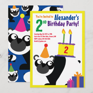 Panda Animal Kid's Birthday Party Invitations
