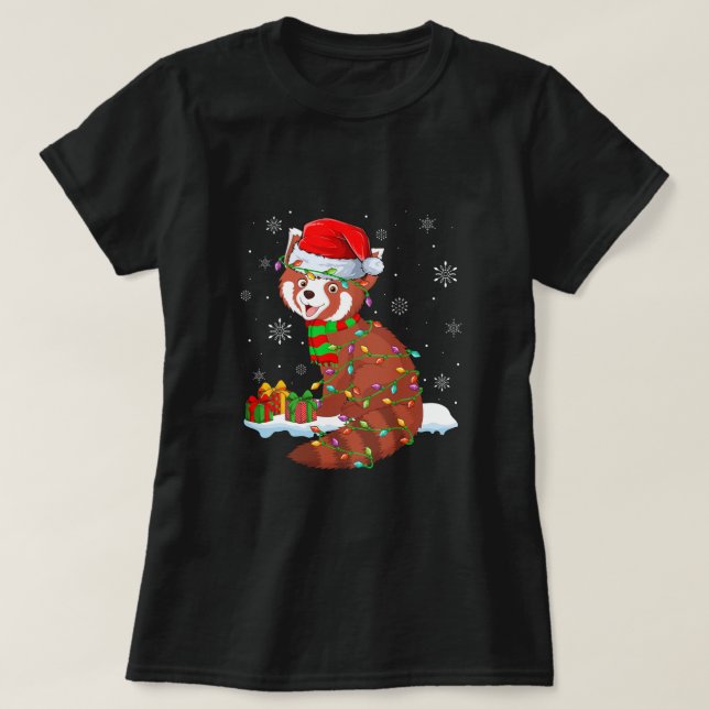 Panda Animal Lover Xmas Santa Hat Red Panda Christ T-Shirt (Design Front)