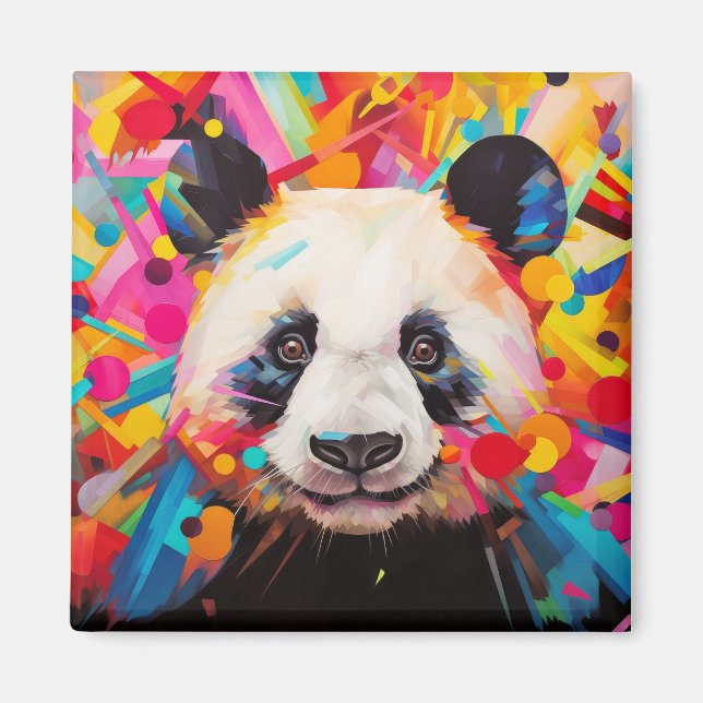 Panda Animal Portrait Colourful Painting Magnet (Front)