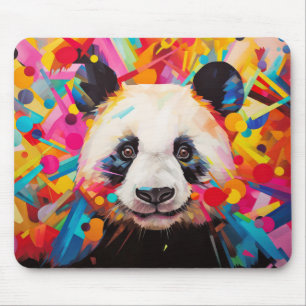 Panda Animal Portrait Colourful Painting Mouse Pad