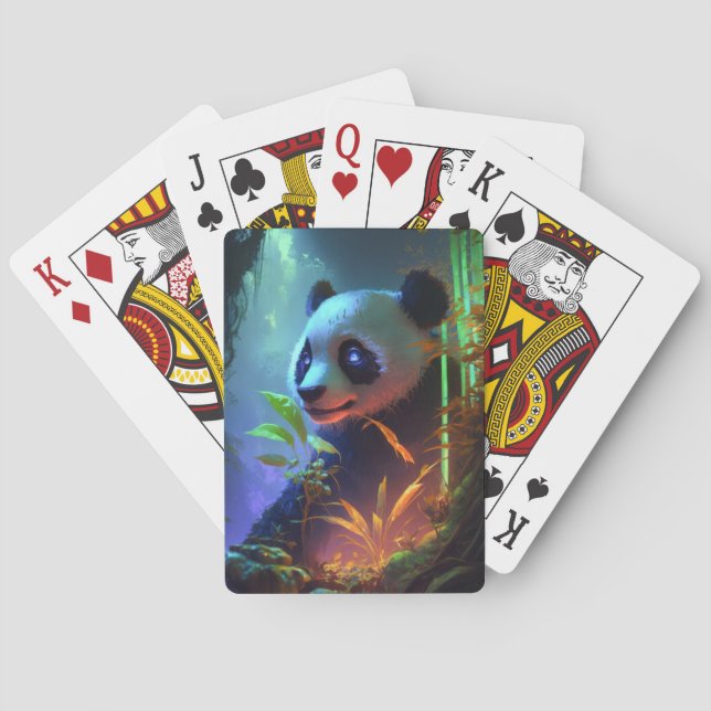 Panda Animal Portrait Painting Wildlife Outdoors  Playing Cards (Back)