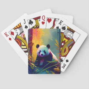 Panda Animal Portrait Painting Wildlife Outdoors  Playing Cards