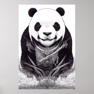 Panda Animal Wild Nature Illustration Line Epic Poster