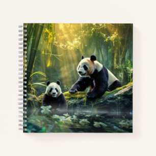 Panda Animal Wildlife Wilderness Colourful Wall Ar Notebook
