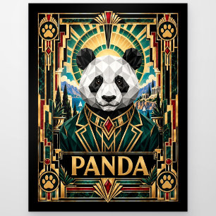 Panda, Art Deco Wildlife Postcard