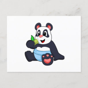 Panda as Baby with Bambus Postcard