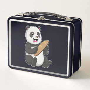 Panda as Baker with Bread Metal Lunch Box