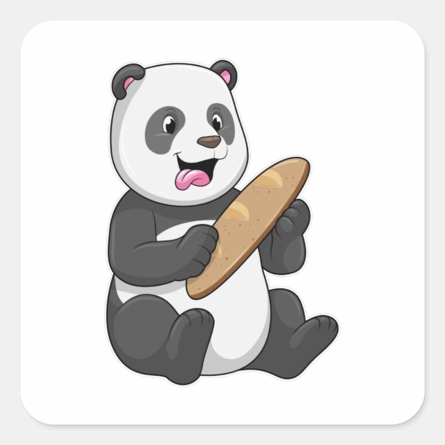 Panda as Baker with Bread Square Sticker (Front)