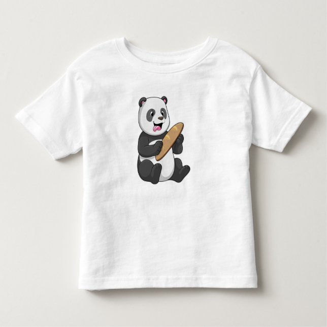Panda as Baker with Bread Toddler T-Shirt (Front)