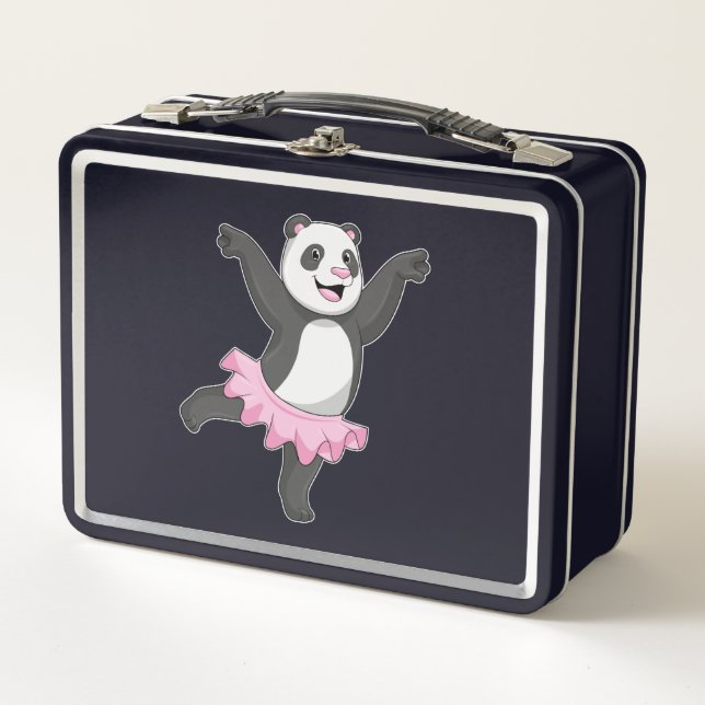 Panda as Ballerina at Ballet Metal Lunch Box (Front)