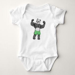 Panda as Bodybuilder at Bodybuilding Baby Bodysuit