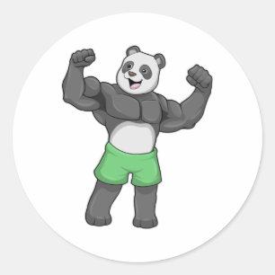 Panda as Bodybuilder at Bodybuilding Classic Round Sticker