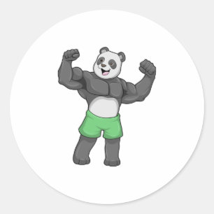 Panda as Bodybuilder at Bodybuilding Classic Round Sticker