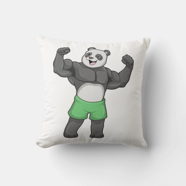 Panda as Bodybuilder at Bodybuilding Cushion (Front)