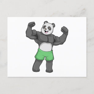 Panda as Bodybuilder at Bodybuilding Postcard