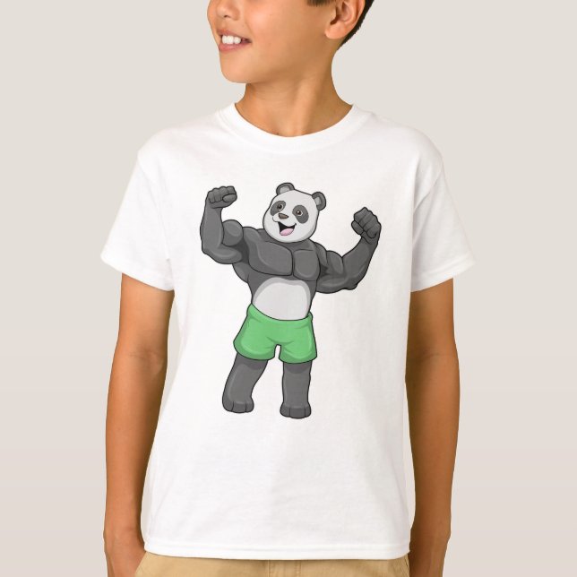 Panda as Bodybuilder at Bodybuilding T-Shirt (Front)
