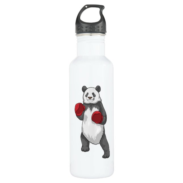 Panda as Boxer with Boxing gloves 710 Ml Water Bottle (Front)