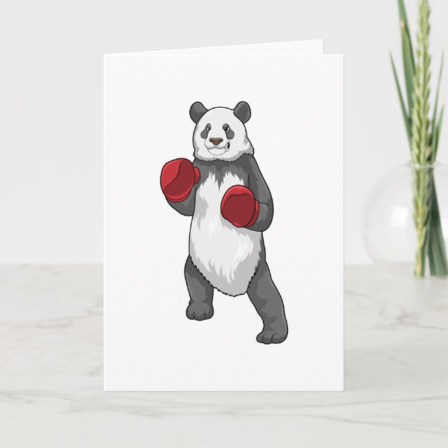Panda as Boxer with Boxing gloves Card (Front)
