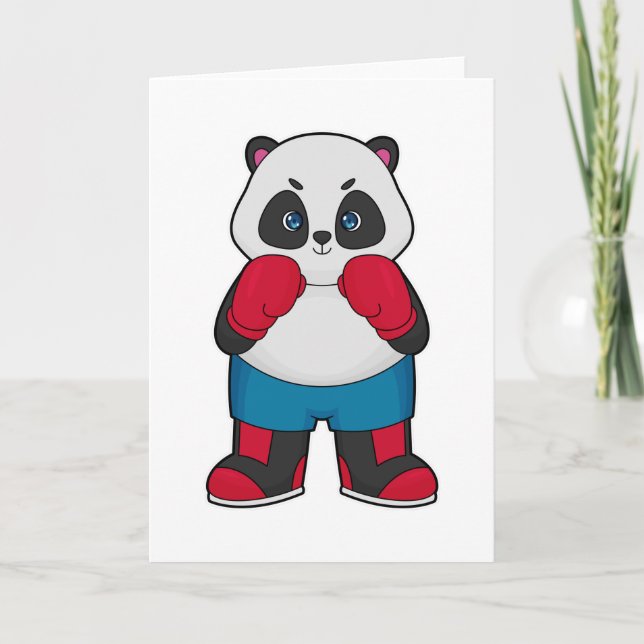 Panda as Boxer with Boxing gloves Card (Front)