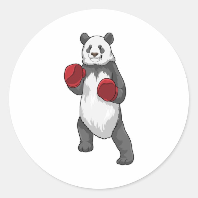 Panda as Boxer with Boxing gloves Classic Round Sticker (Front)