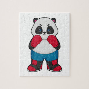 Panda as Boxer with Boxing gloves Jigsaw Puzzle