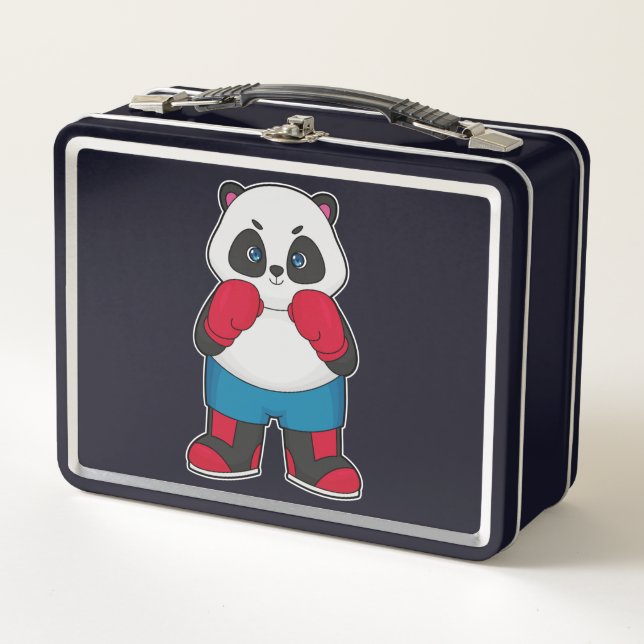 Panda as Boxer with Boxing gloves Metal Lunch Box (Front)