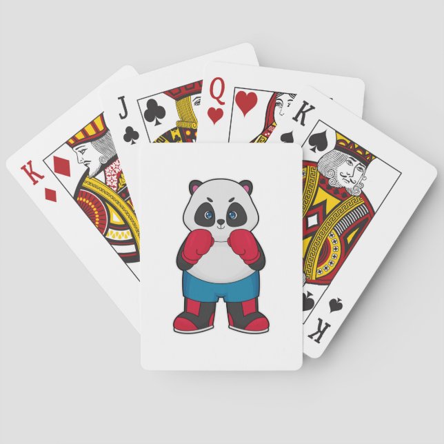 Panda as Boxer with Boxing gloves Playing Cards (Back)