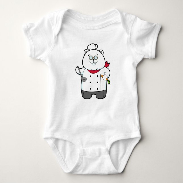 Panda as Cook with Soup ladle & Carrot Baby Bodysuit (Front)