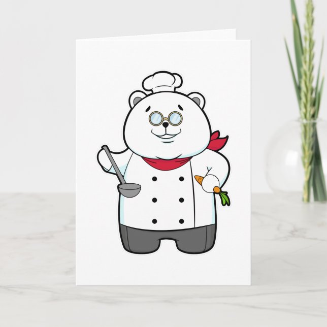 Panda as Cook with Soup ladle & Carrot Card (Front)