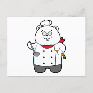 Panda as Cook with Soup ladle & Carrot Postcard