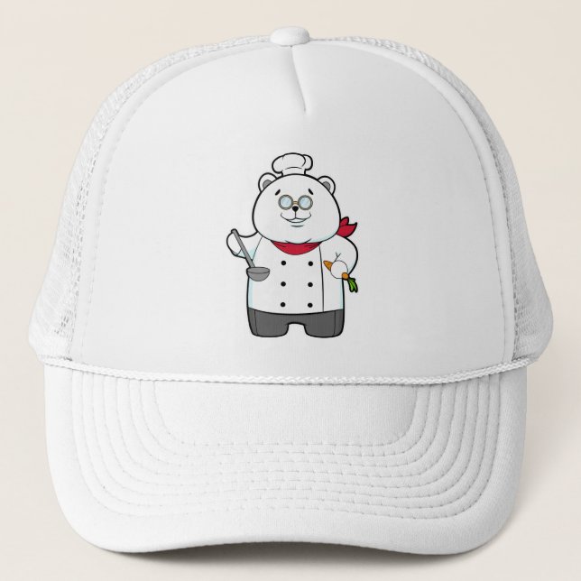 Panda as Cook with Soup ladle & Carrot Trucker Hat (Front)