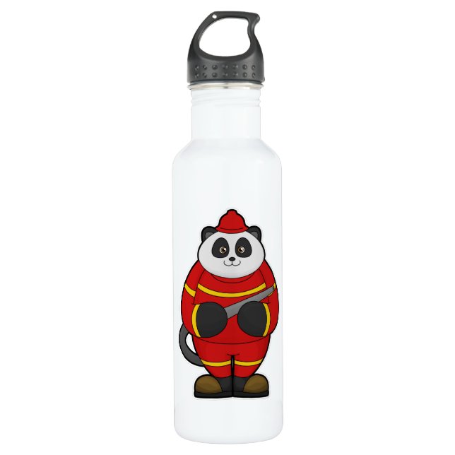 Panda as Firefighter with Hose 710 Ml Water Bottle (Front)
