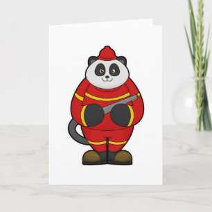 Panda as Firefighter with Hose Card