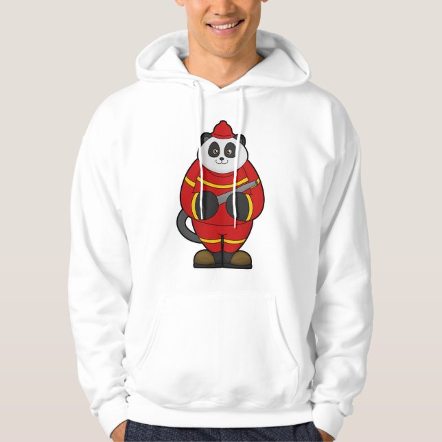 Panda as Firefighter with Hose Hoodie (Front)