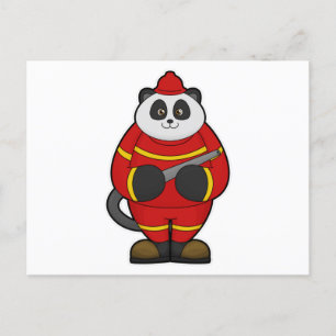 Panda as Firefighter with Hose Postcard
