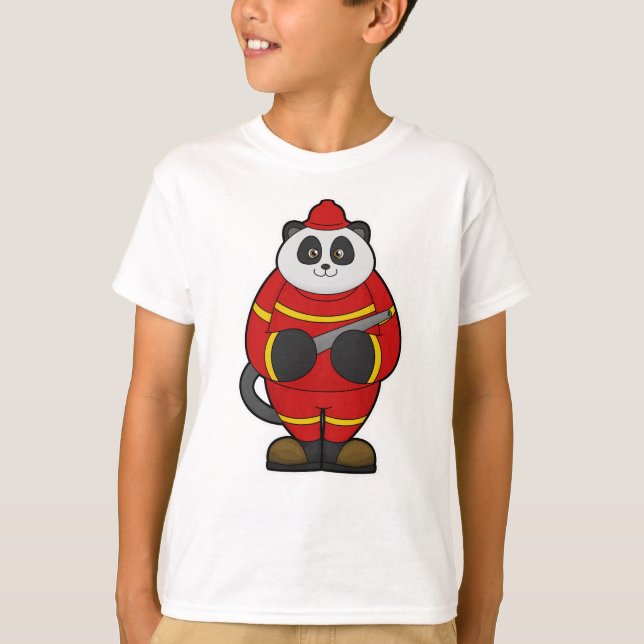 Panda as Firefighter with Hose T-Shirt (Front)