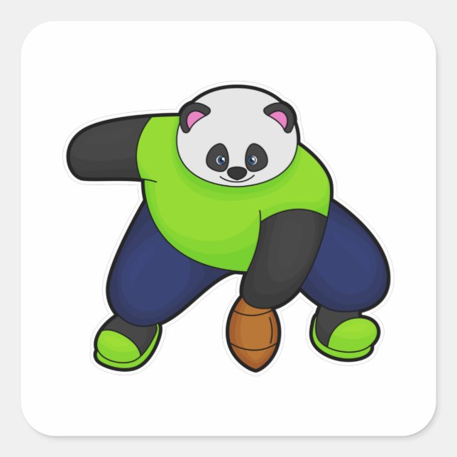 Panda as Football player with Football Square Sticker (Front)