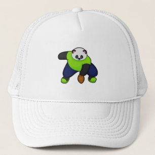 Panda as Football player with Football Trucker Hat