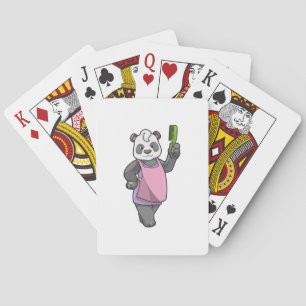 Panda as Hairdresser with Comb Playing Cards