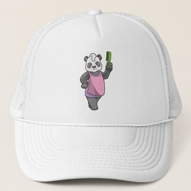 Panda as Hairdresser with Comb Trucker Hat (Front)