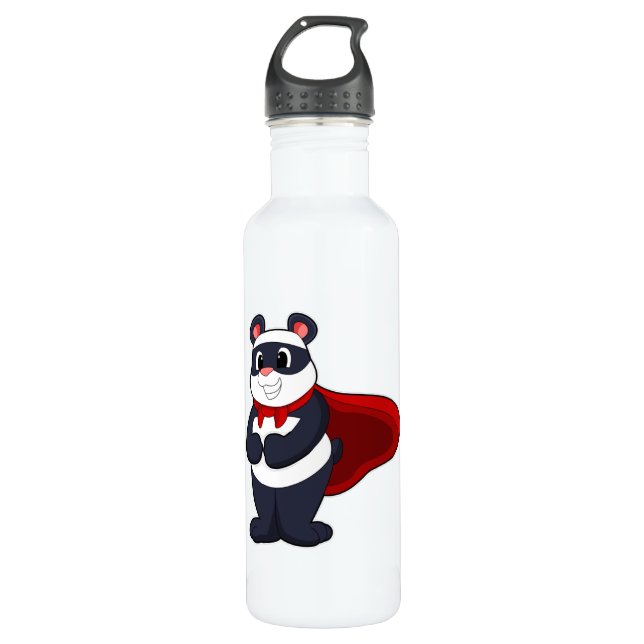 Panda as Hero with Mask & Cape 710 Ml Water Bottle (Front)