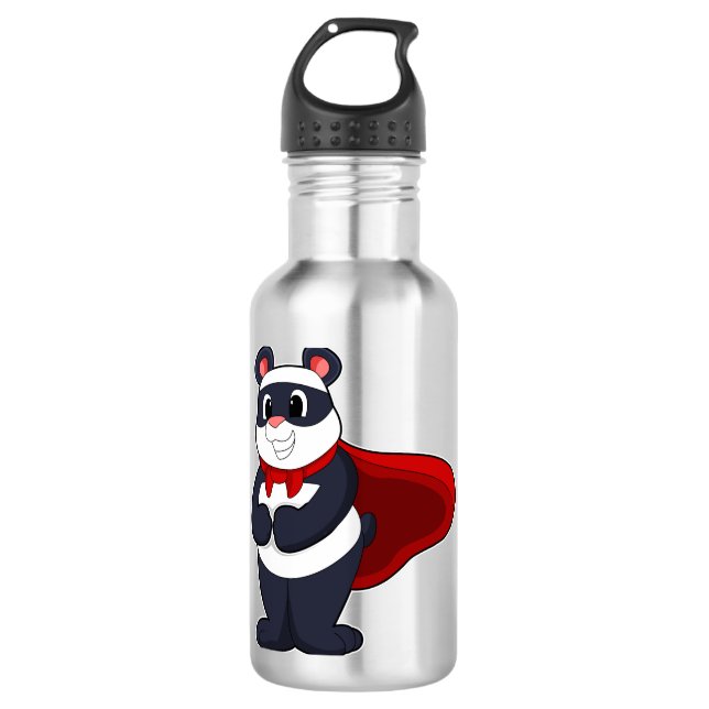 Panda as Hero with Mask & Cape 710 Ml Water Bottle (Front)