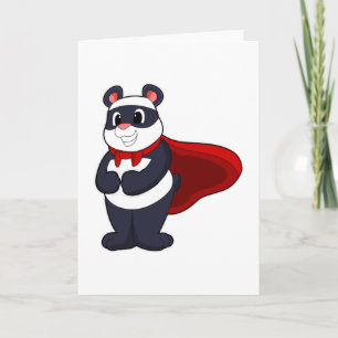 Panda as Hero with Mask & Cape Card