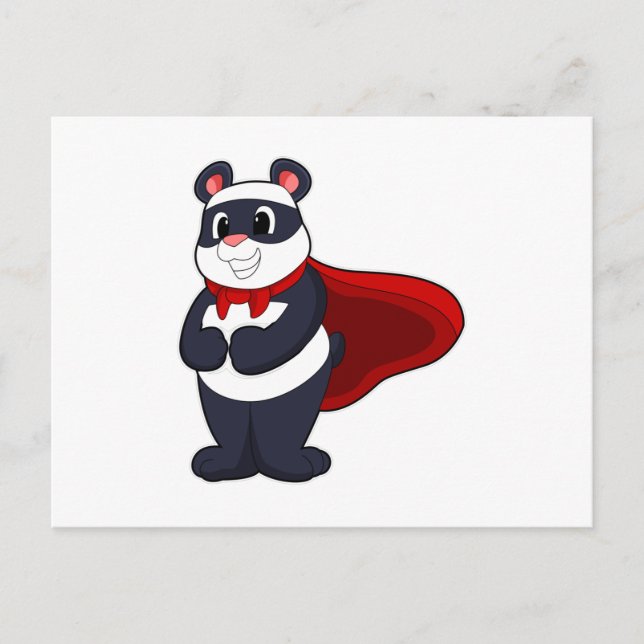 Panda as Hero with Mask & Cape Postcard (Front)