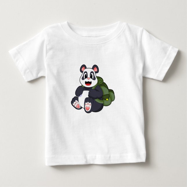 Panda as Hiker with Backpack Baby T-Shirt (Front)