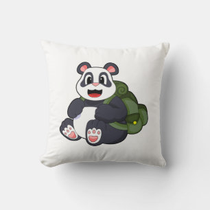 Panda as Hiker with Backpack Cushion