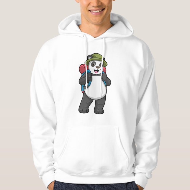Panda as Hiker with Backpack Hoodie (Front)