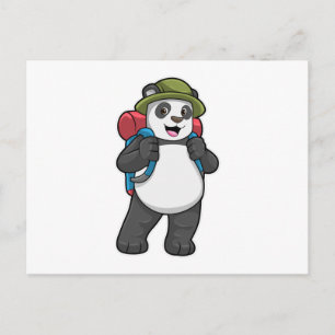 Panda as Hiker with Backpack Postcard