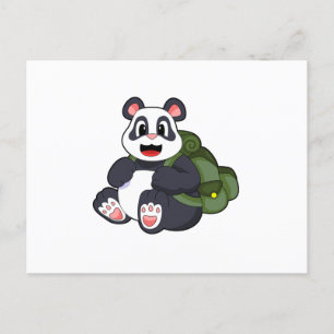 Panda as Hiker with Backpack Postcard