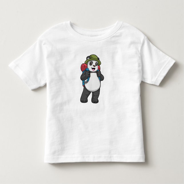 Panda as Hiker with Backpack Toddler T-Shirt (Front)